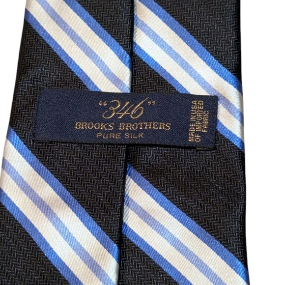 Brooks Brothers Striped Silk Tie Blue Made In USA - Picture 3 of 5